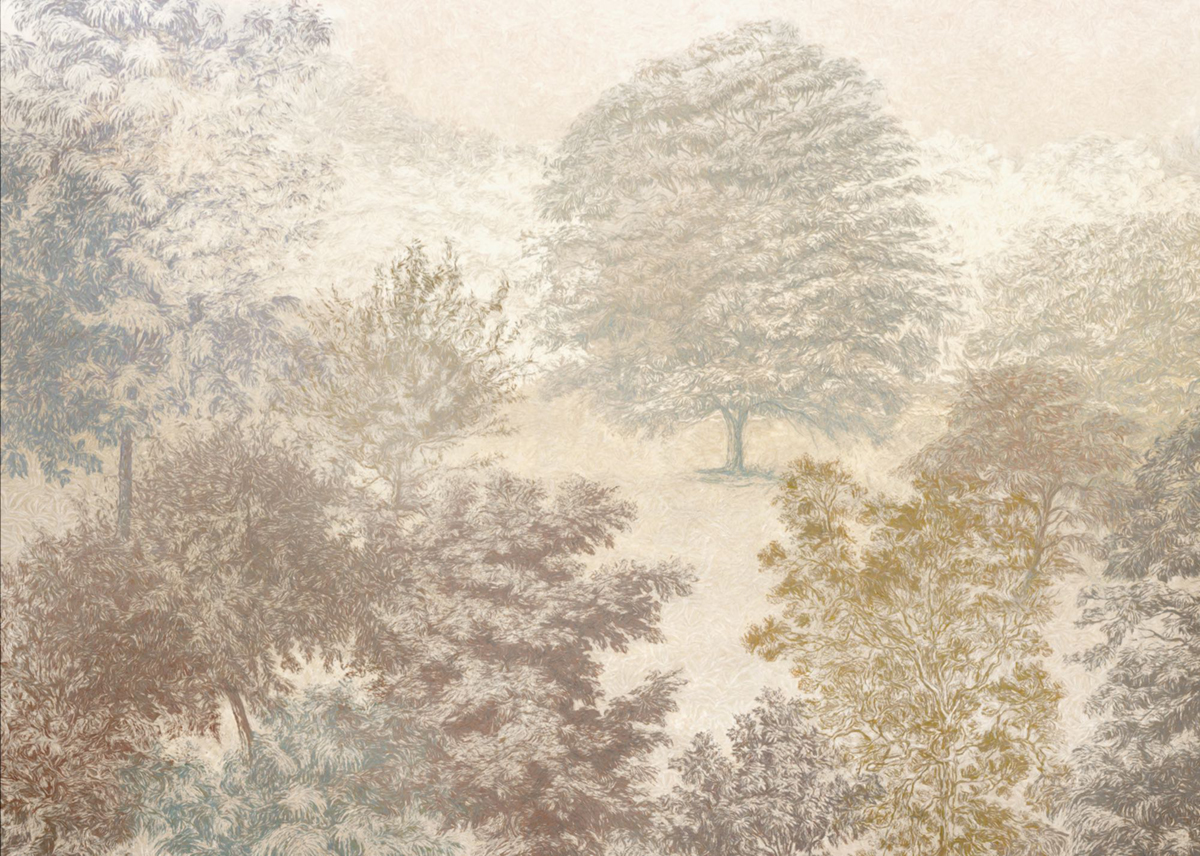 Papier peint panoramique Forêt Artistique beige - Seasons de Komar