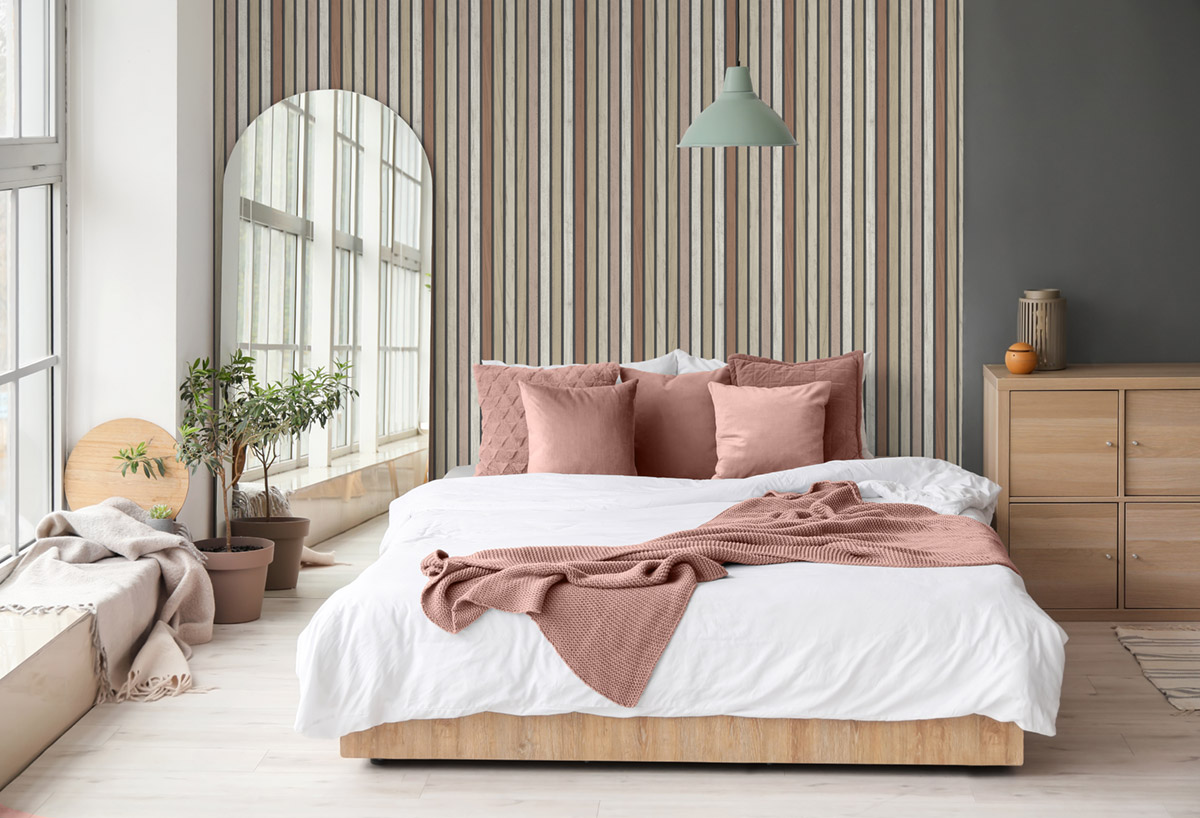 Papier Peint Tasseau Camaïeu Lames terracotta - Illusion d'Ugépa | Réf. UGP-B31210