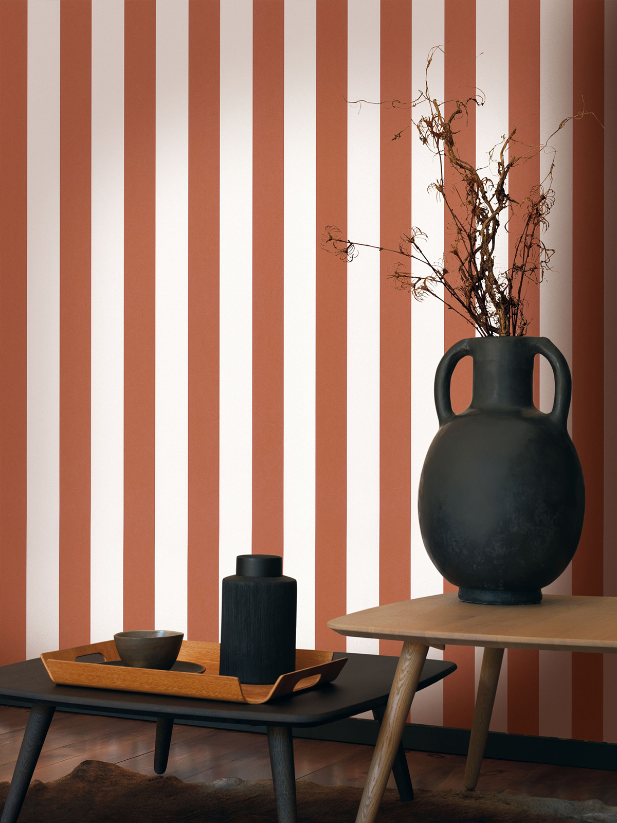 Papier peint à Rayures Olympes terre cuite - Méditerranée de Casadéco | Réf. MEDI87438390