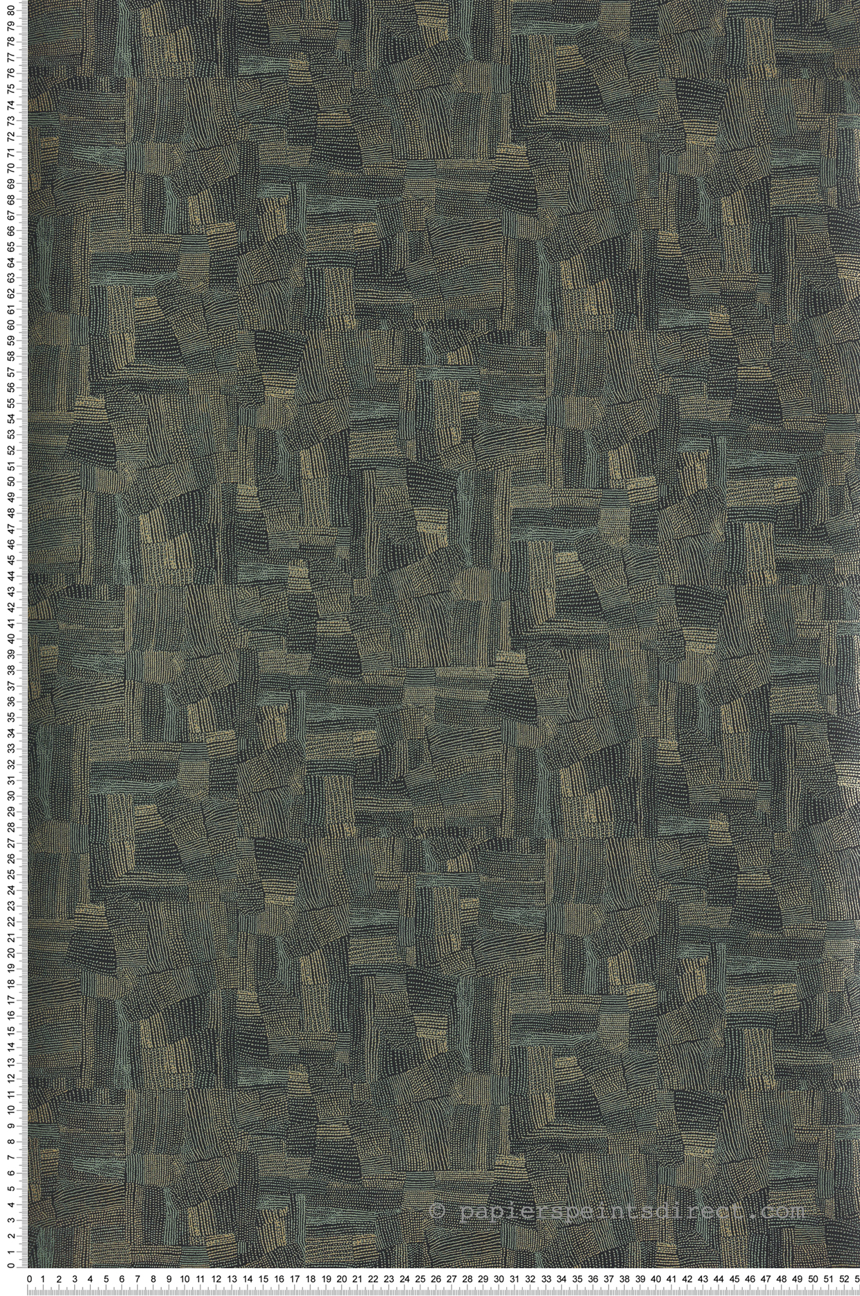 Papier peint Rizière Design Fujita vert sauge doré - Kimono de Masureel | Réf. MAS-KIM404