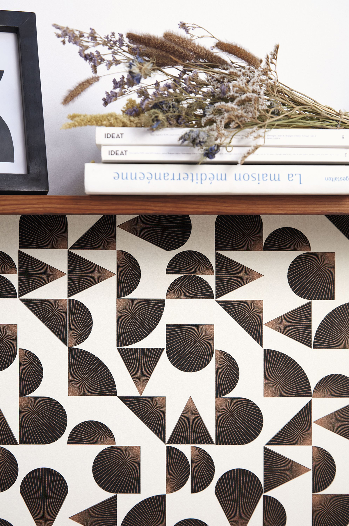 Papier peint Rayonnement Contour noir cuivre - Outlines de Casélio AMB2 | Réf. OTLS105030932