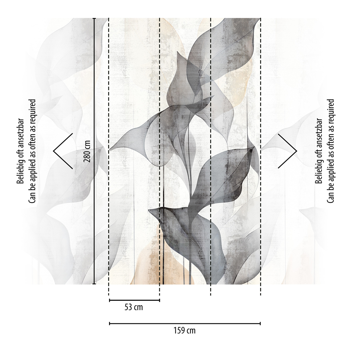 Papier peint panoramique Feuille Translucent Grace noir orange - Cosmoliving d'A.S. Création REGLE | Réf. AS-791449