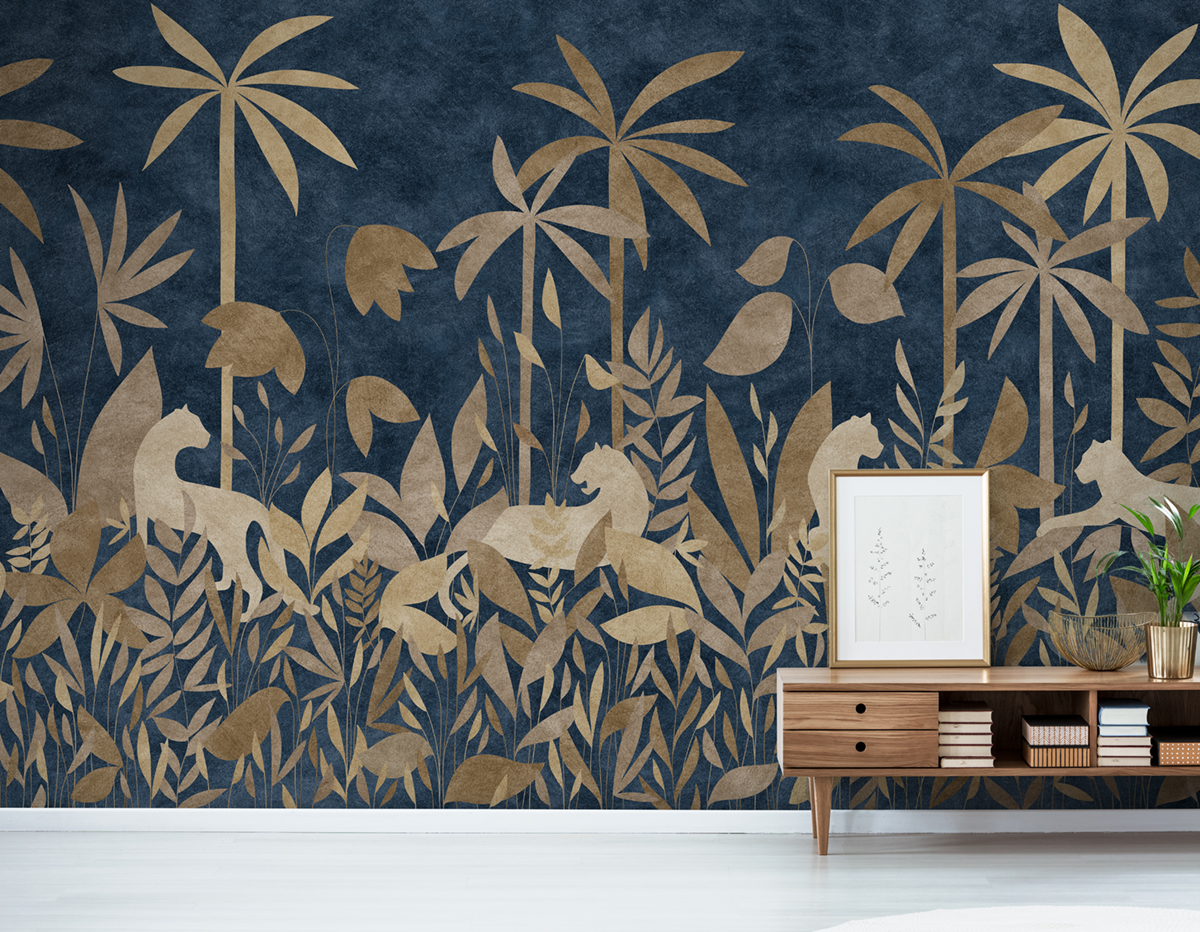 Papier peint panoramique Paradis des Tigres Nocturne Doré B - 4/5/6 - Isidore Leroy