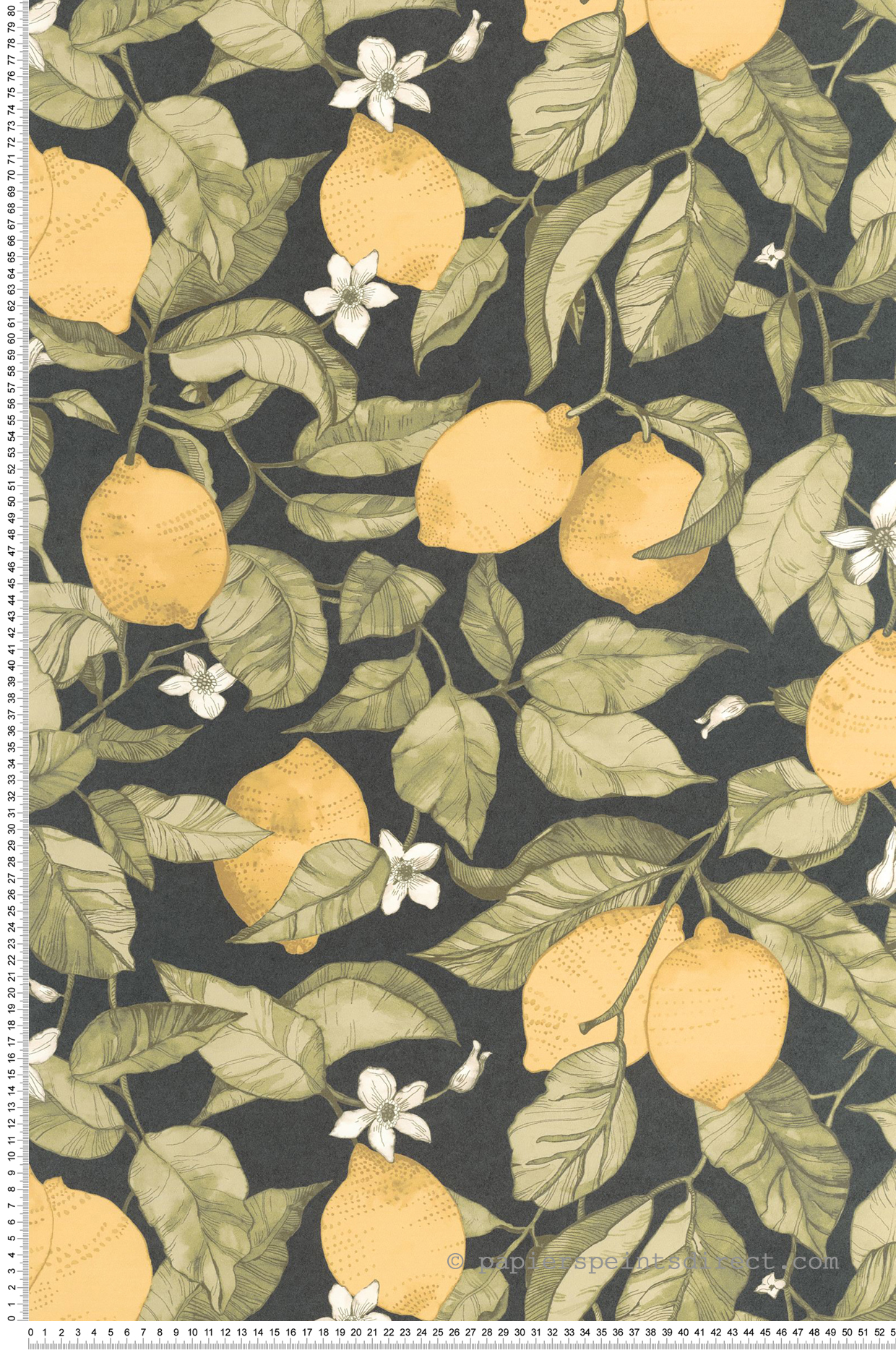 Papier peint Citronnier Contemporain jaune citron ardoise - Soliflore de Casadéco | Réf. SOLI200272727