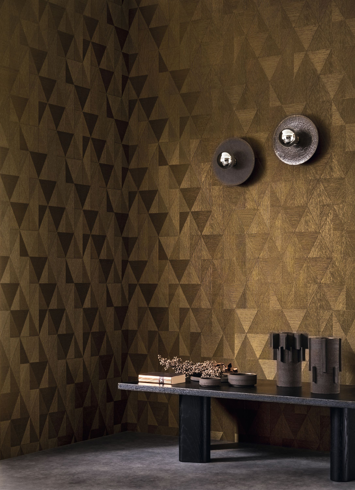 Papier peint Géométrique Parangon noir doré - Métal de Casamance | Réf. CAS-75771222