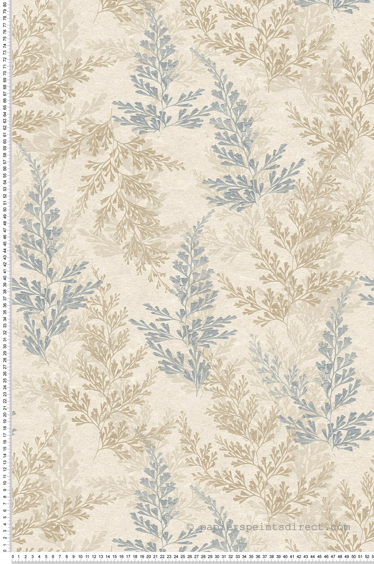 Papier peint Fougère Cyprès bleu gris beige - Herbier de Montecolino | Réf. MC-HE27281