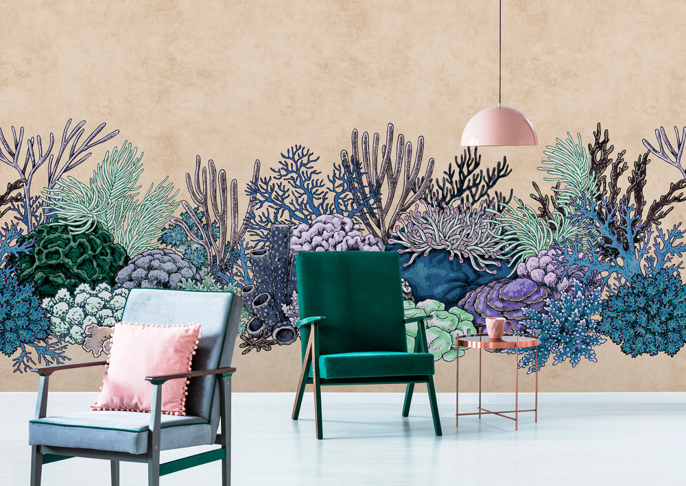 Papier peint panoramique Coraux marins Octopus's garden 3 - Référence DD114277 - Intissé 200g/m2 - Standard 500 x 270