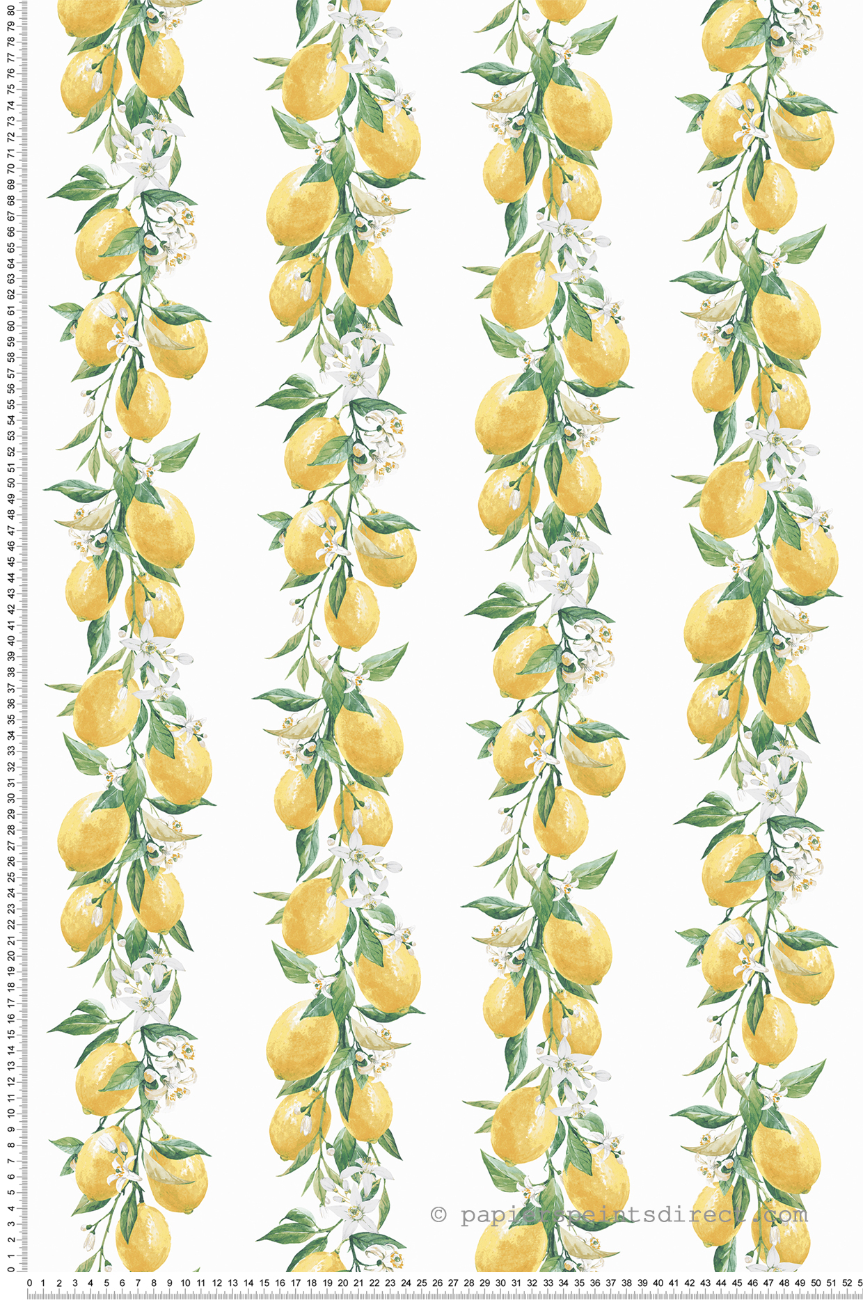 Papier peint Rayure Citron et Fleur jaune blanc - Cuisine Fraicheur 6 de Lutèce | Réf. LTC-G45441