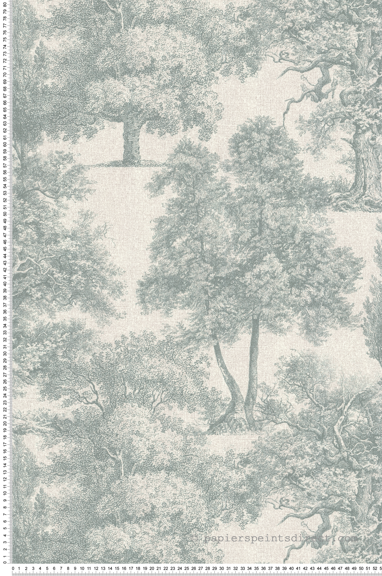 Papier peint Forêt Toile De Jouy vert bleuté grège - Séjours & Chambres de Lutèce | Réf. LTC-11220504