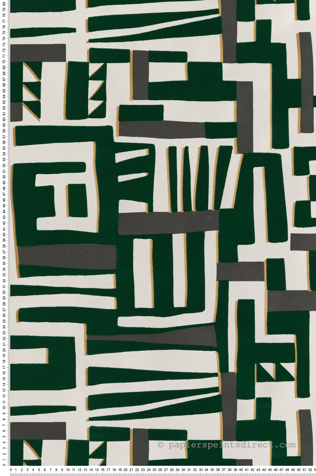 Papier peint Géométrique Zawaya Velours Flock vert sapin - Irisa d'Osborne & Little | Réf. OSB-W7851-04