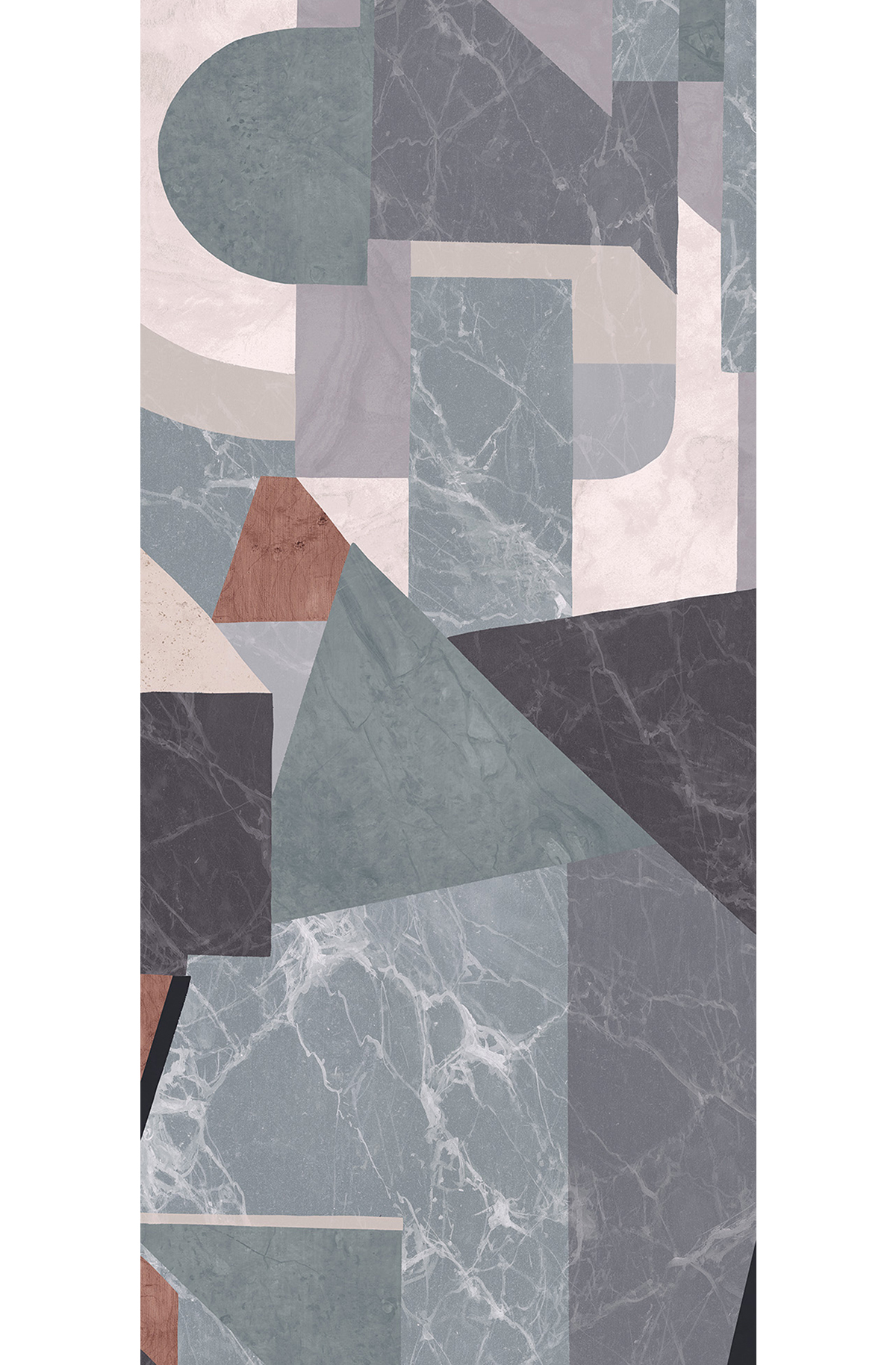 Papier peint panoramique Géométrique Pierre Palazzi gris - C H260 - Rock de Masureel | Réf. MAS-DGROC1033-260