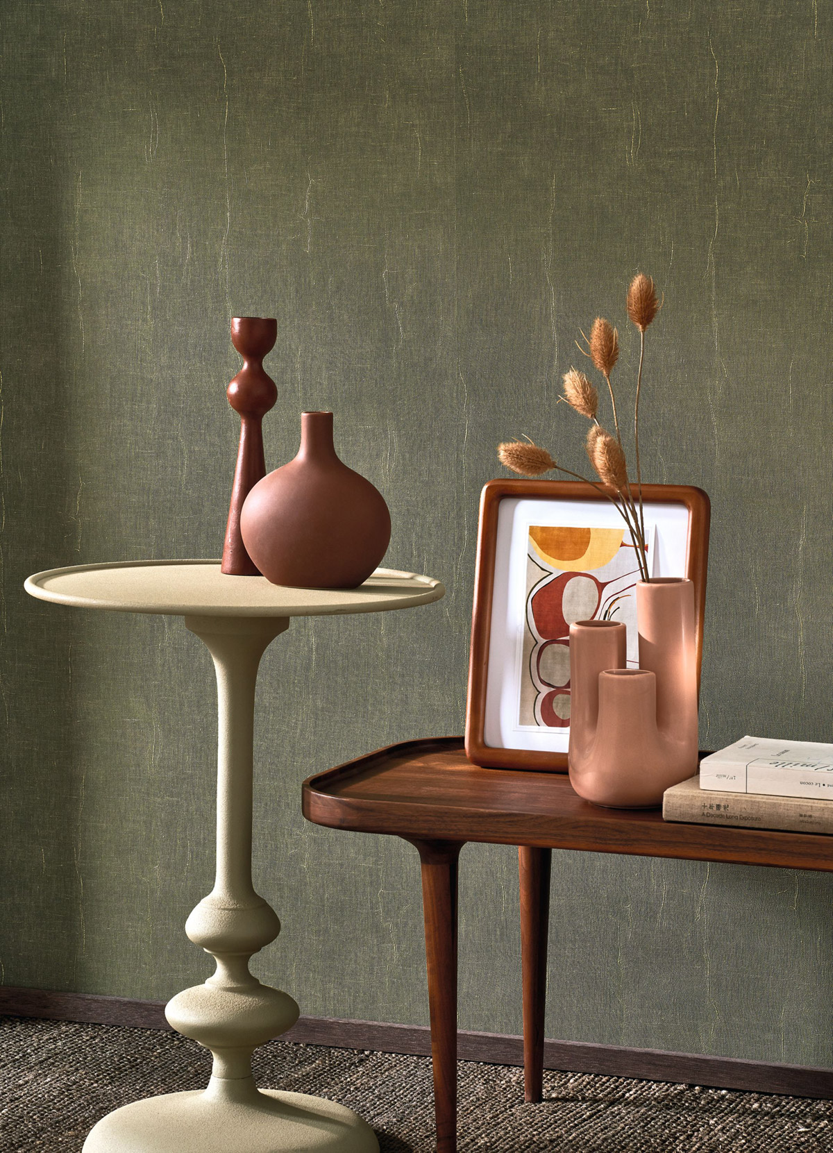 Papier peint Uni Etamine vert kaki doré - Etamine de Casadéco | Réf. ETAM200257808