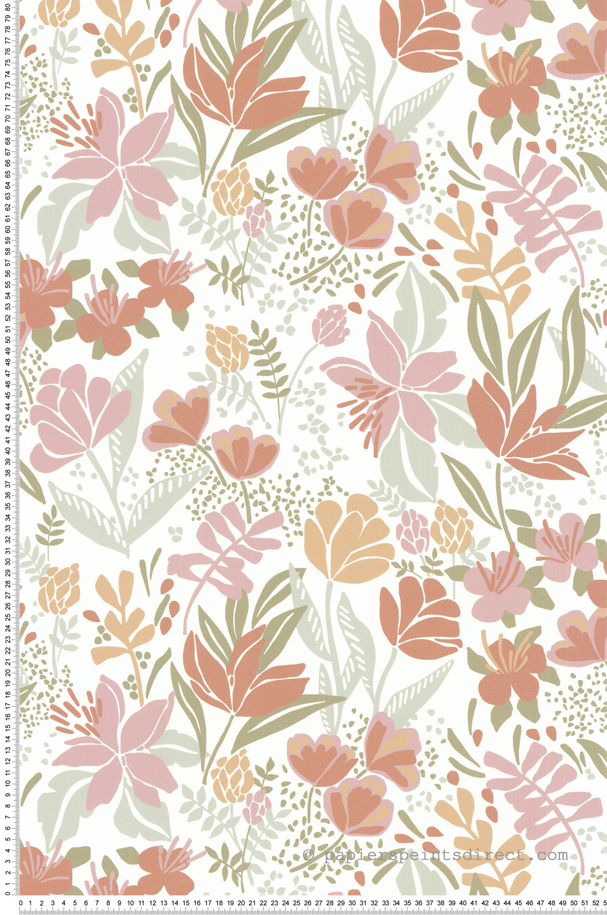 Papier peint Fleurs Graphiques rose orangé - Poésie de Lutèce | Réf. LTC-51253513