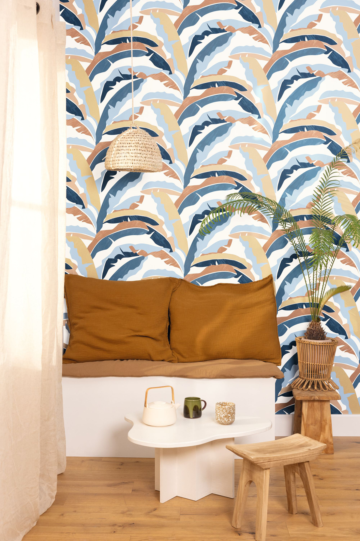 Papier peint Feuille Bananier Ampleur bleu camel - XXL de Casélio | Réf. XXL104566220