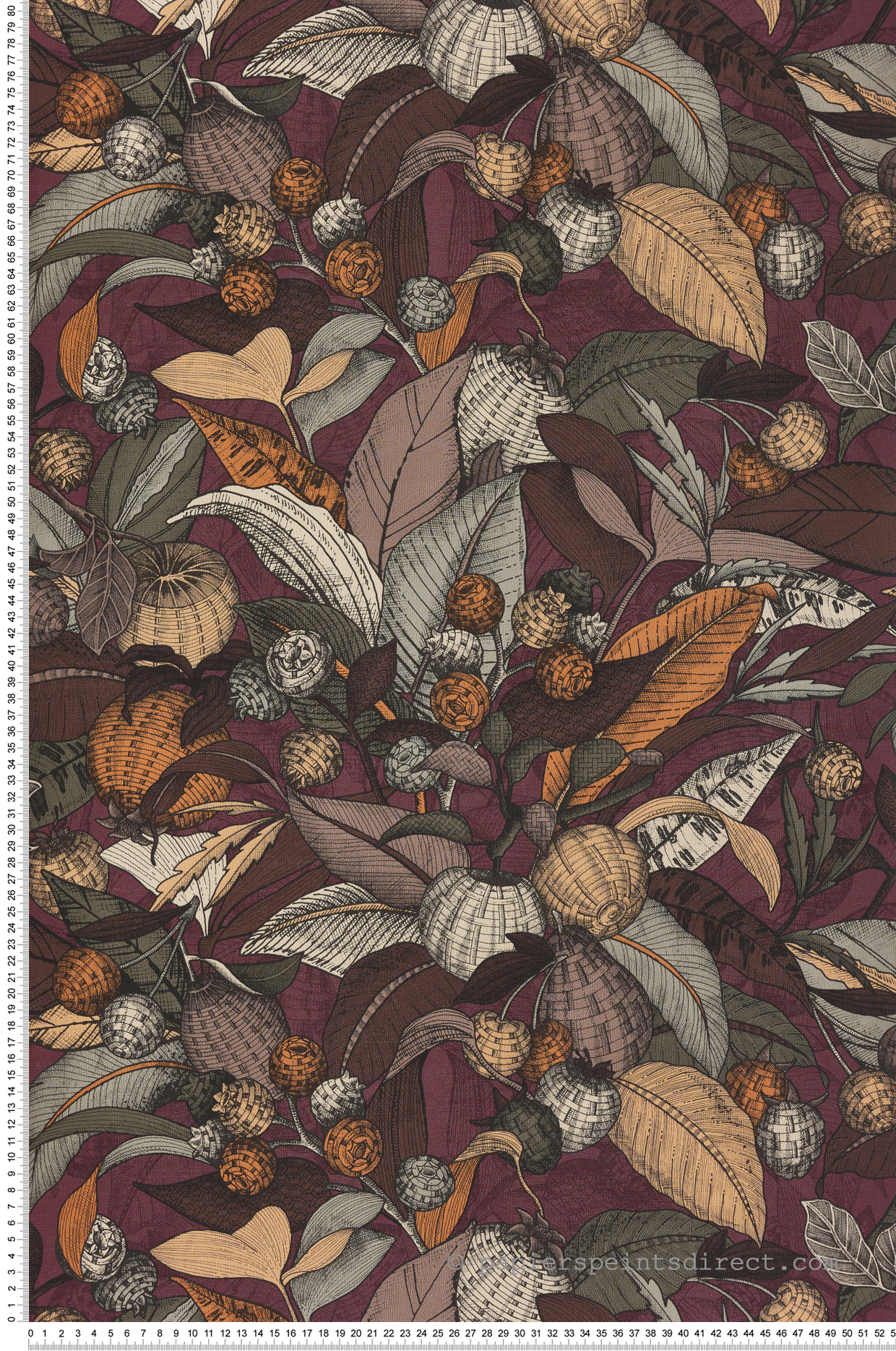 Papier peint Feuillage Fruit Joséphine prune - Villa Rosalie de Lutèce | Réf. LTC-51223710