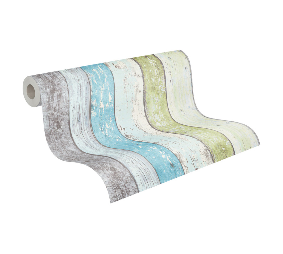 Papier peint Planches Bois vert bleu - Elements 2 d'A.S. Création ROLL | Réf. AS-855077