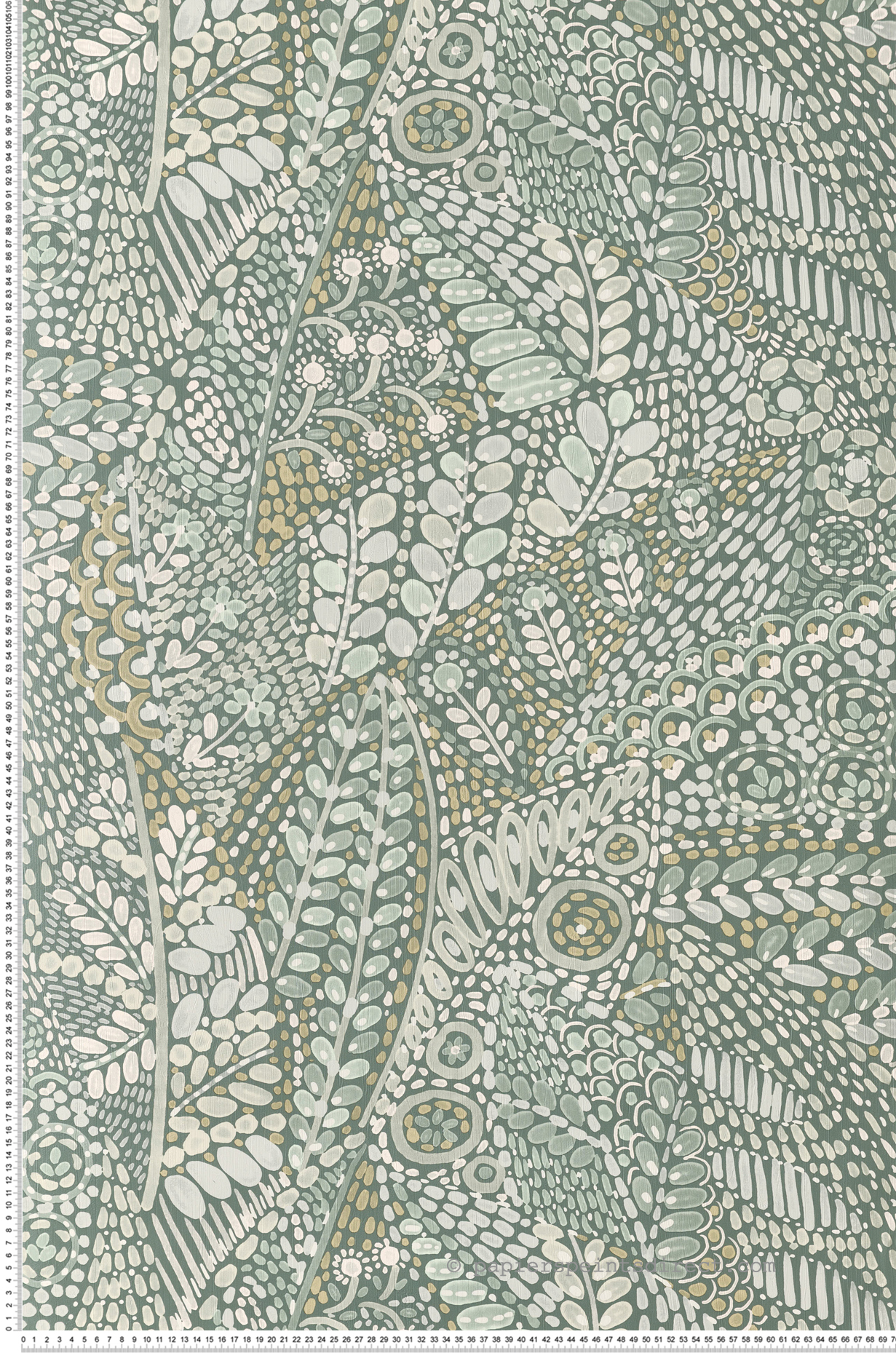 Papier peint Feuille Aquarelle Talavera céladon - Casa Azul de Casamance | Réf. CAS-76310814