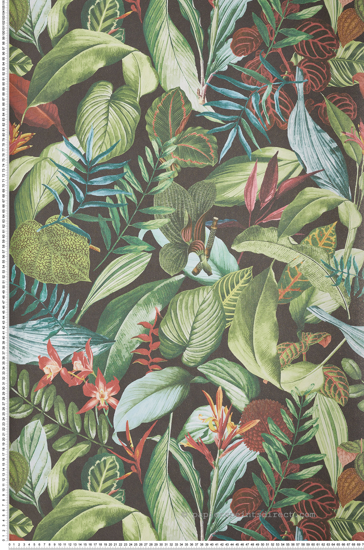 Papier peint Feuillage Tropical Kiribati noir et doré - Moorea de Montecolino | Réf. MC-26742