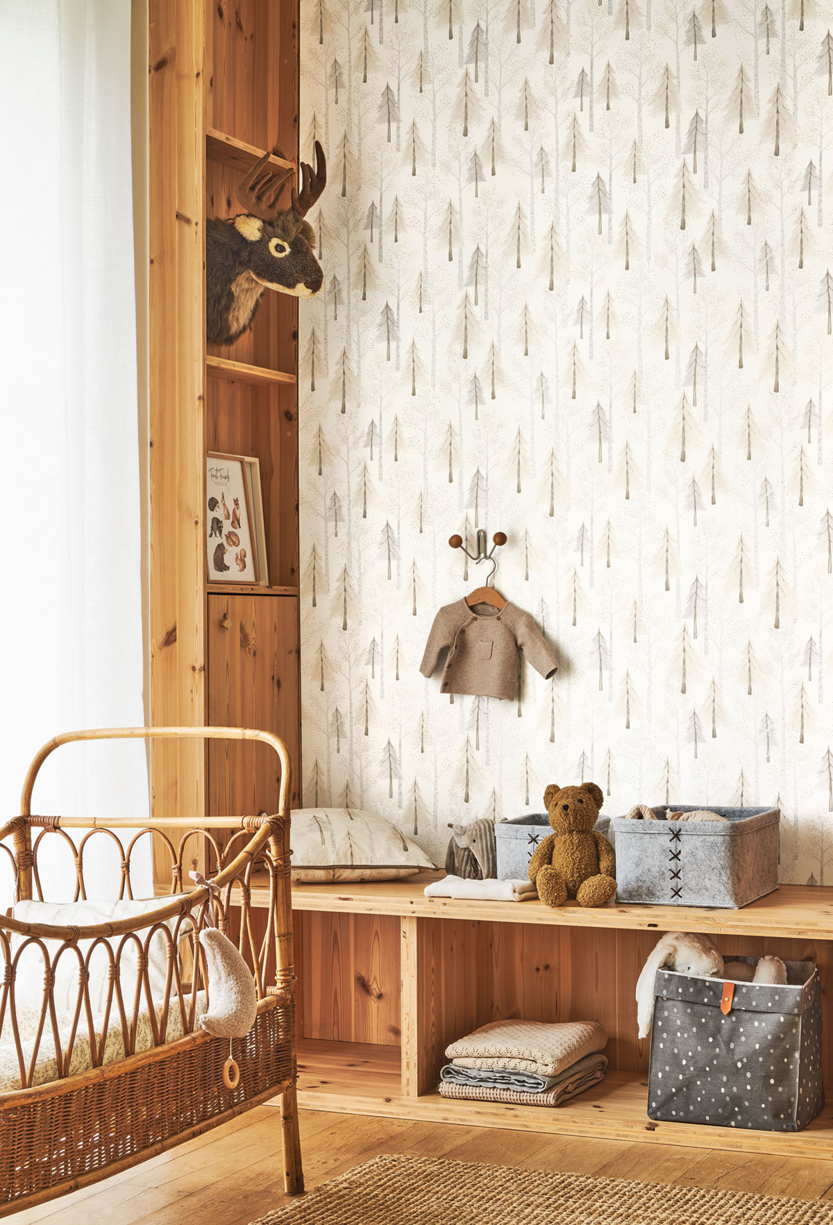 Papier peint Sapin Forêt beige gris - Once Upon A Time de Casadéco | Réf. OUAT88249210