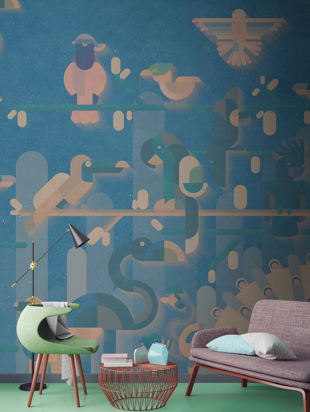 Papier peint panoramique Oiseaux Flamingo 1 - Référence DD110951 - Intissé 200g/m2 - Standard 400 x 270