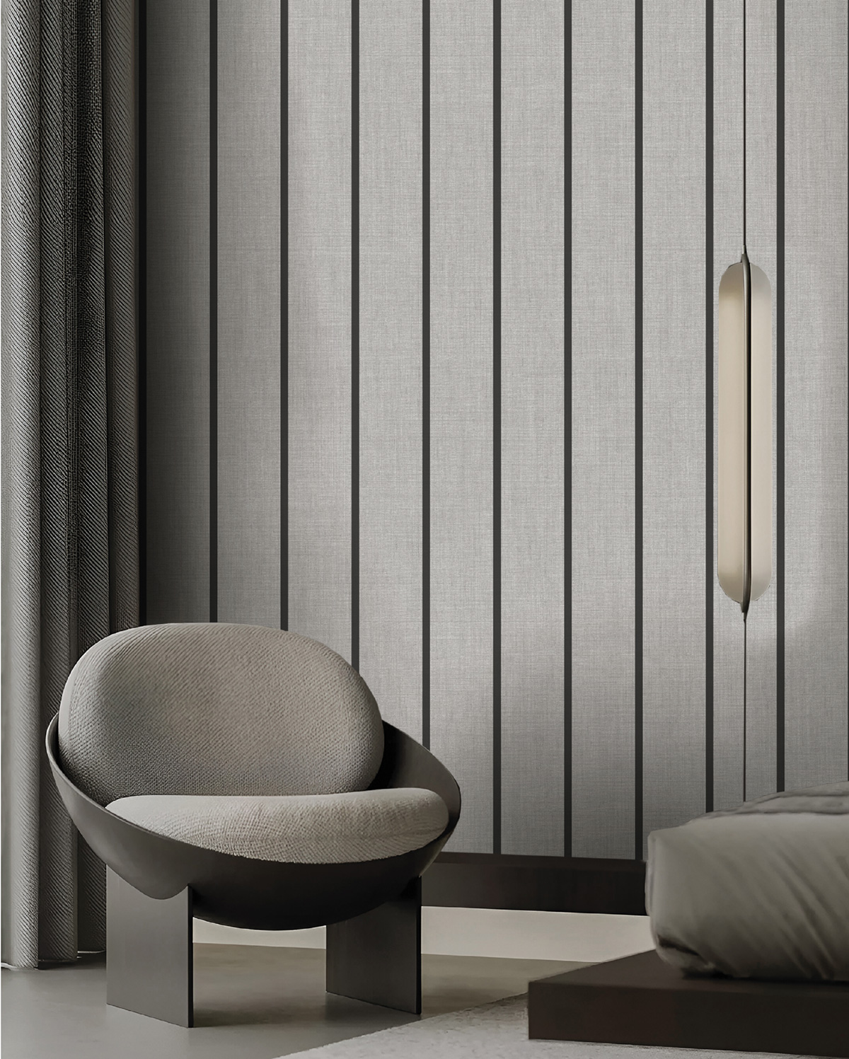 Papier peint Rayures Textiles gris anthracite - Stripes & Checks de Montecolino | Réf. MC-ST38462