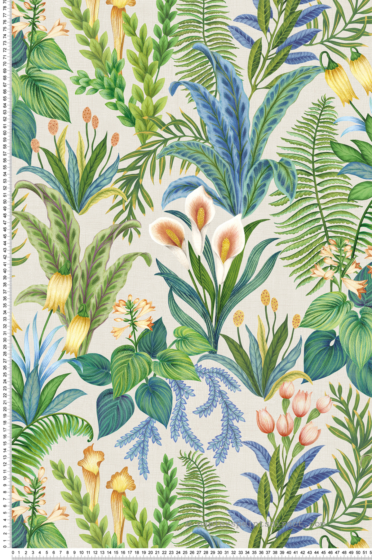 Papier peint Feuillage Fleur Calla Lily vert bleu - Rhapsody d'Osborne & Little | Réf. OSB-W7812-03