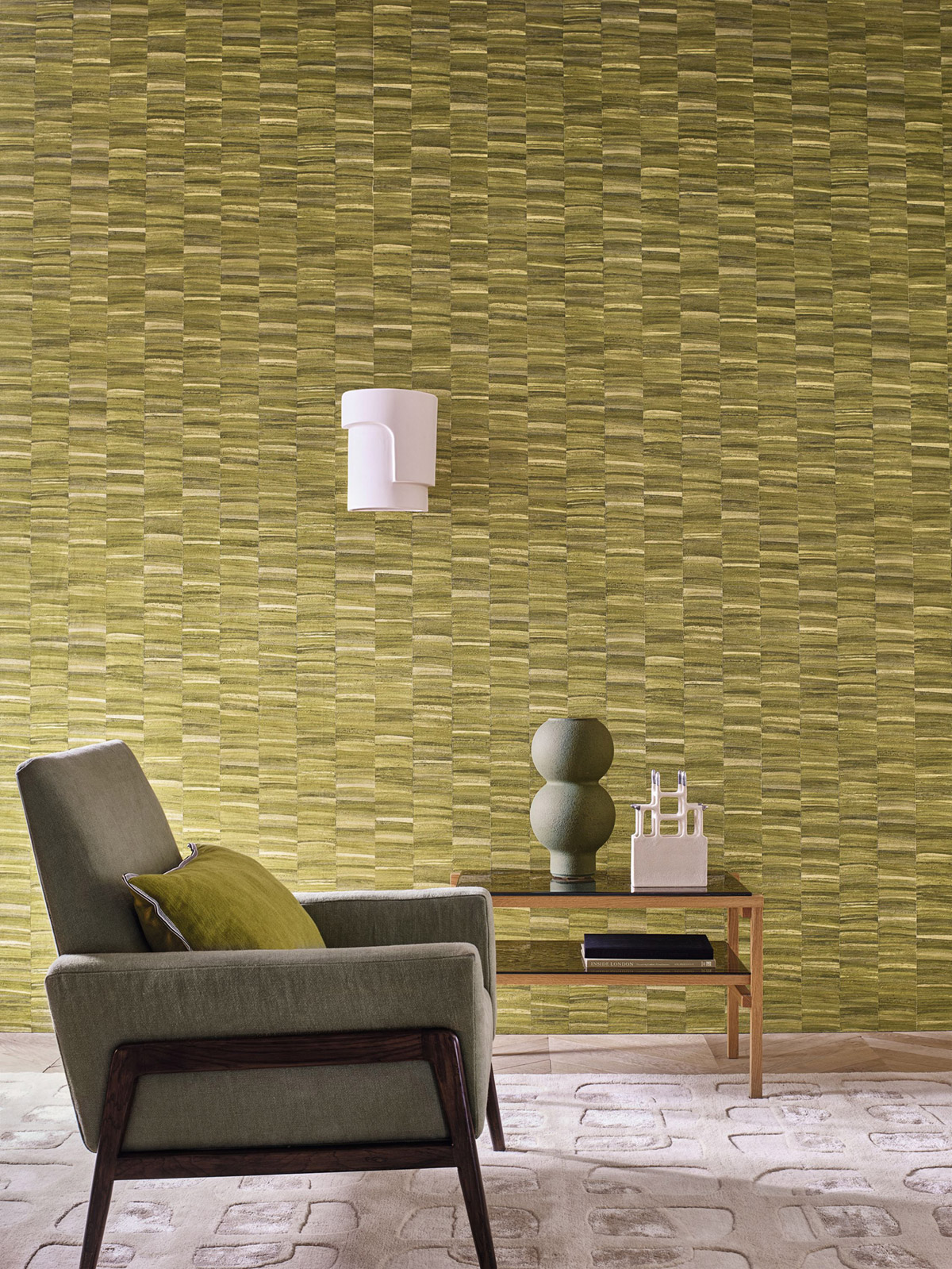 Papier peint Texture Brute Stylosa vert olive - Nature Précieuse de Casamance | Réf. CAS-76501528
