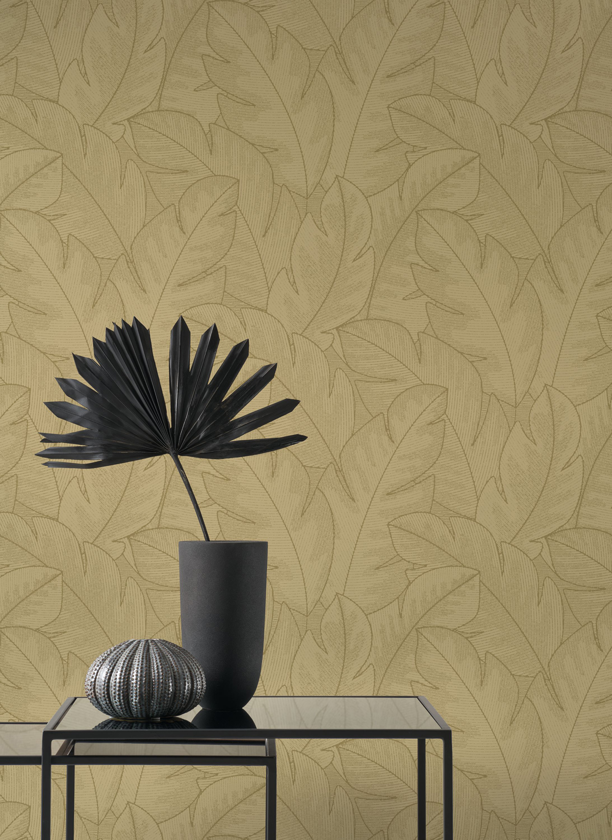 Papier peint Feuillage Tropical Yuto doré - Vegetals de Casadéco | Réf. VEGE201292323