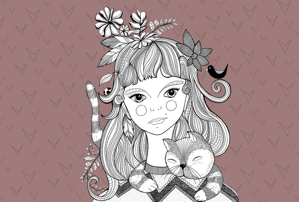 Papier peint panoramique Chat Catgirl 2 - Référence DD120081 - Intissé 200g/m2 - Standard 400 x 270