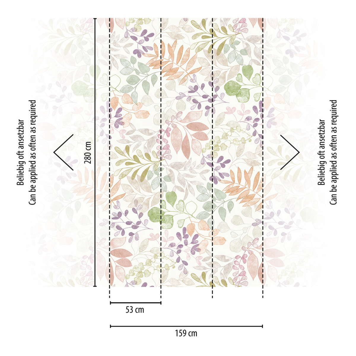 Papier peint panoramique Dessin Feuillage multicouleurs - Aquarell Dreams d'A.S. Création AMB5| Réf. AS-396931