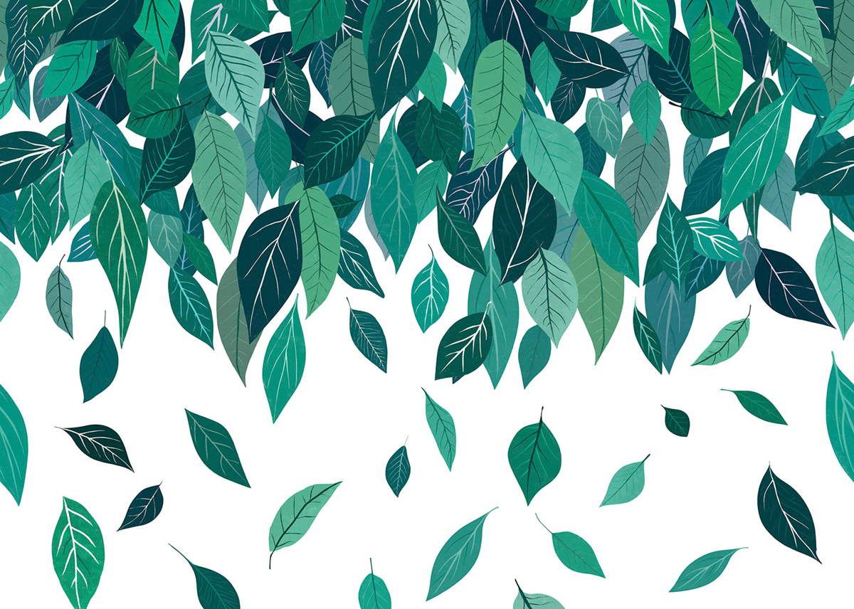 Papier peint panoramique Enfantin Feuilles Blätterchaos - Papier peint Komar Flair