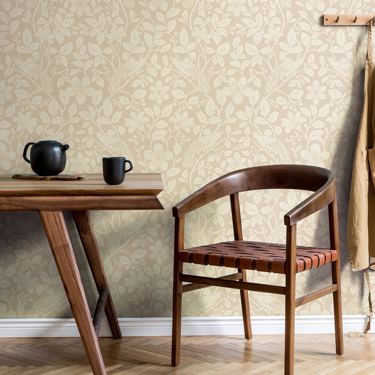Papier peint Oiseau Floral Marlow beige - Beaux Arts de Lutèce | Réf. LTC-M1817