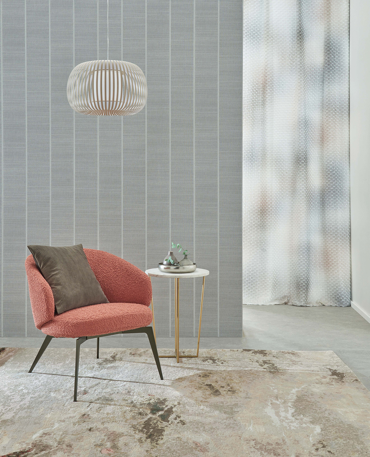 Papier peint Tissage Rayure gris - Kanoko d'Osborne & Little | AMB Réf. OBS-W7558-01