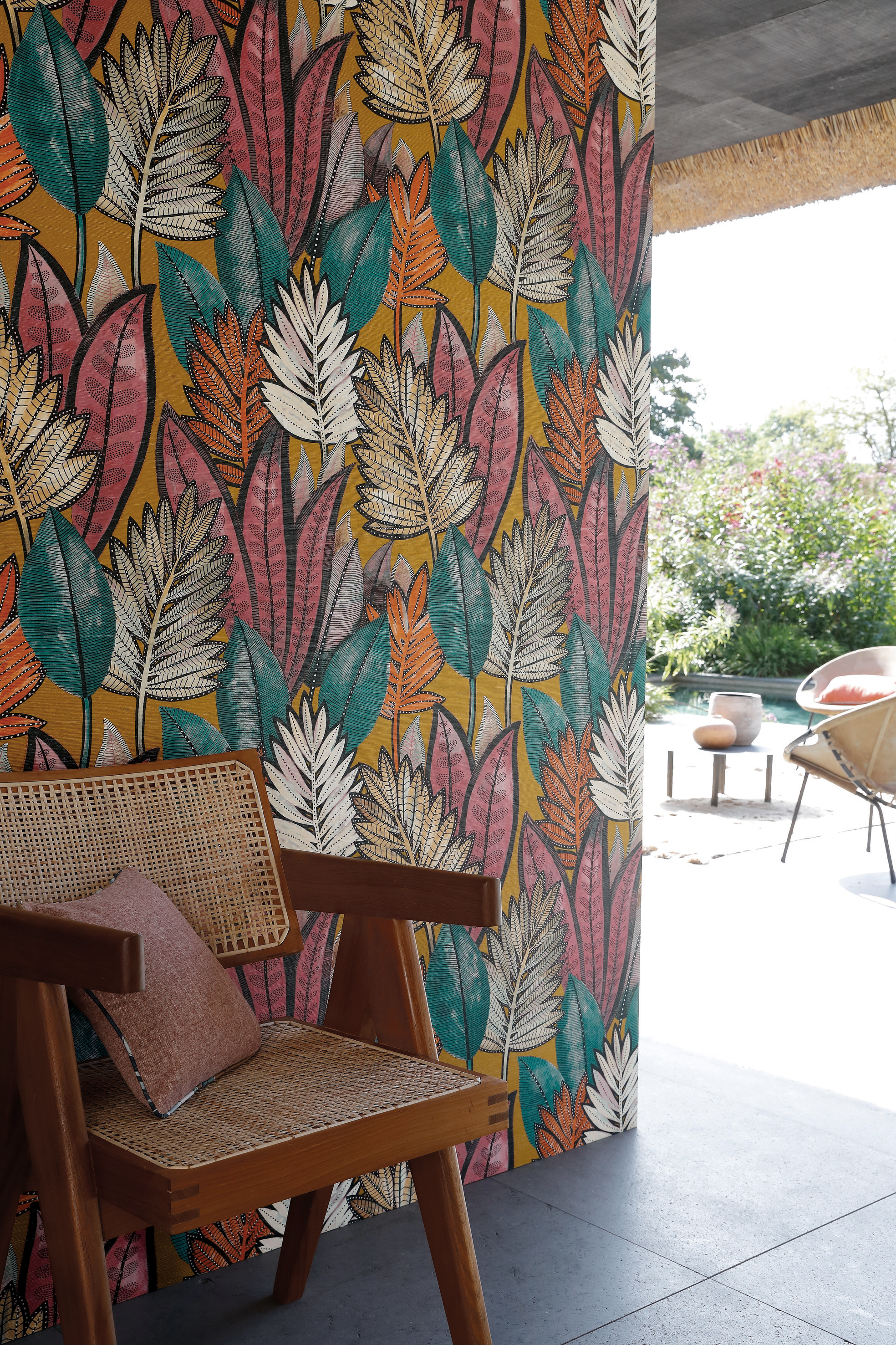 Papier peint Feuillage Sabal safran - Manille de Casamance | Réf. CAS-74680366