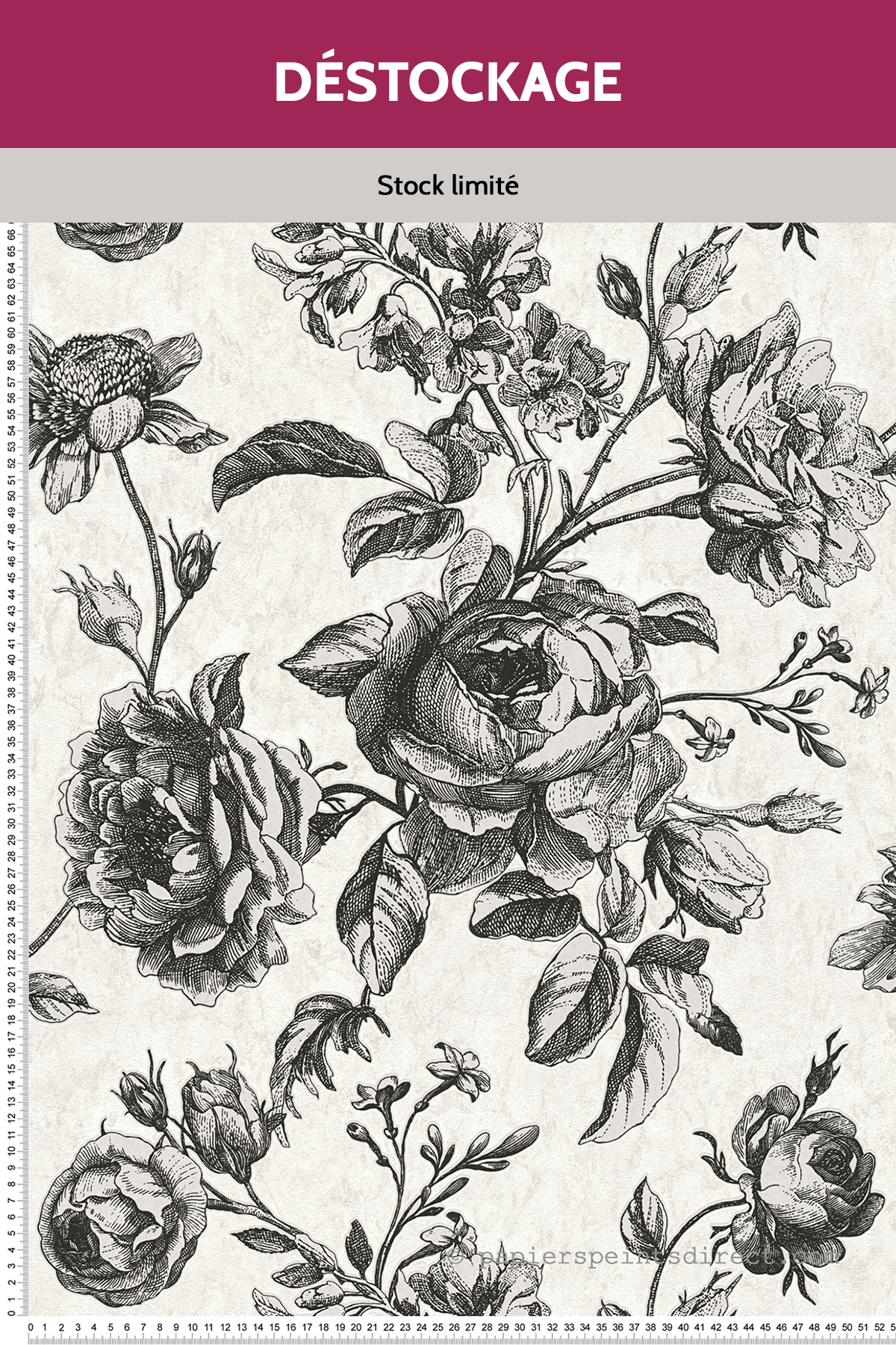 Papier peint Destockage - Charme Fleur noir et blanc irisé - My Home My Spa d'A.S. Création