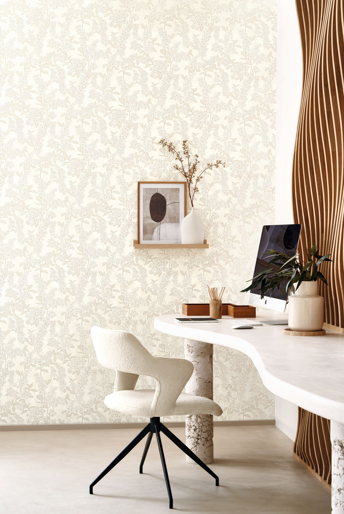 Papier peint Fleurs Ume blanc coton - Kyoto de Casadéco | Réf. KYTO88730119