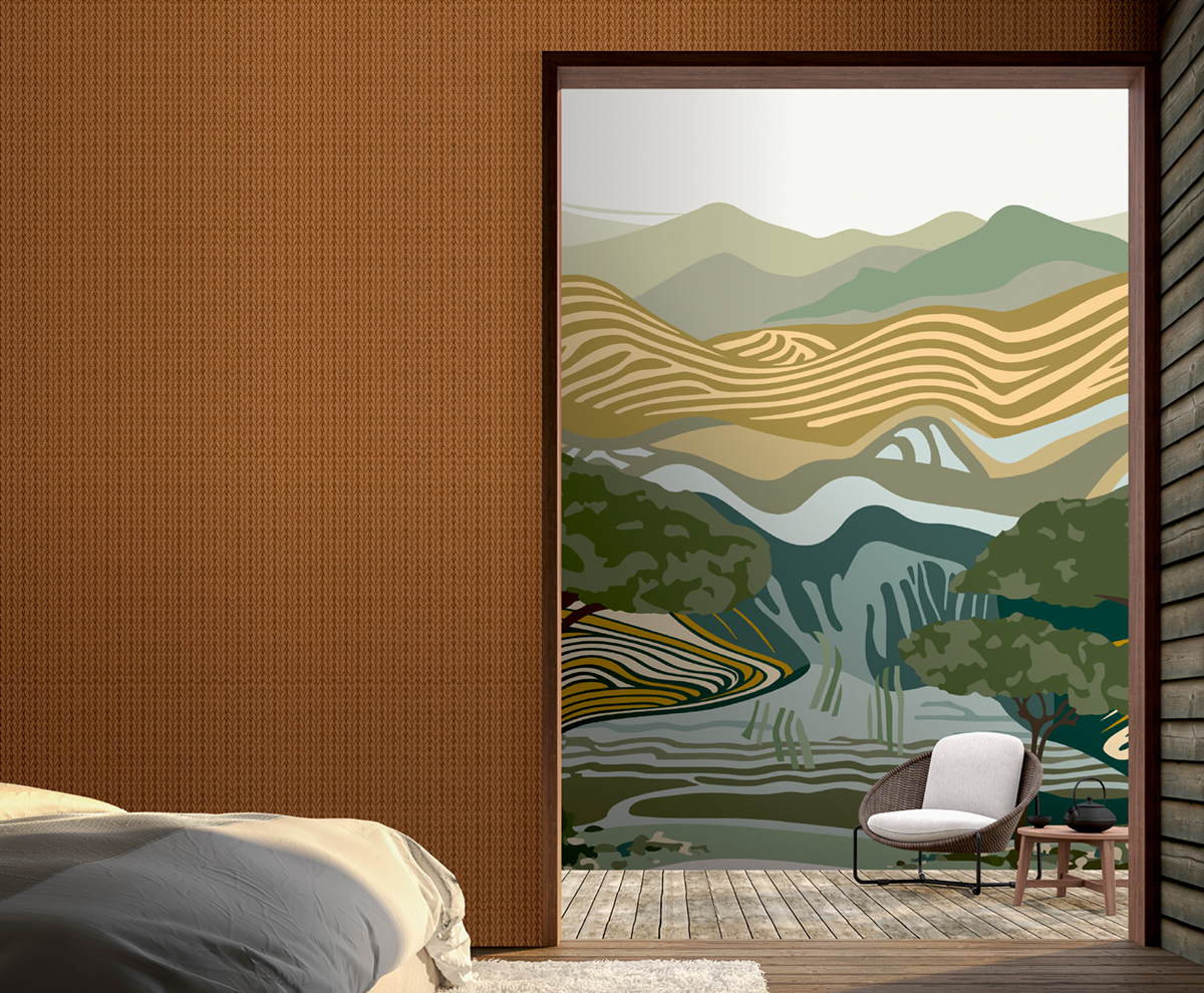 Papier peint panoramique Paysage Zebra Savana bleu vert - Bensimon 3 de Lutèce AMB2 | Réf. LTC-51233501