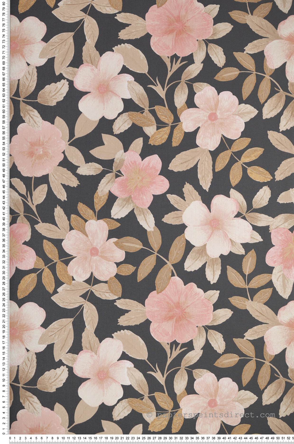 Papier peint Fleurs Gaia noir rose - Danae de Casélio | Réf. DAE103621030