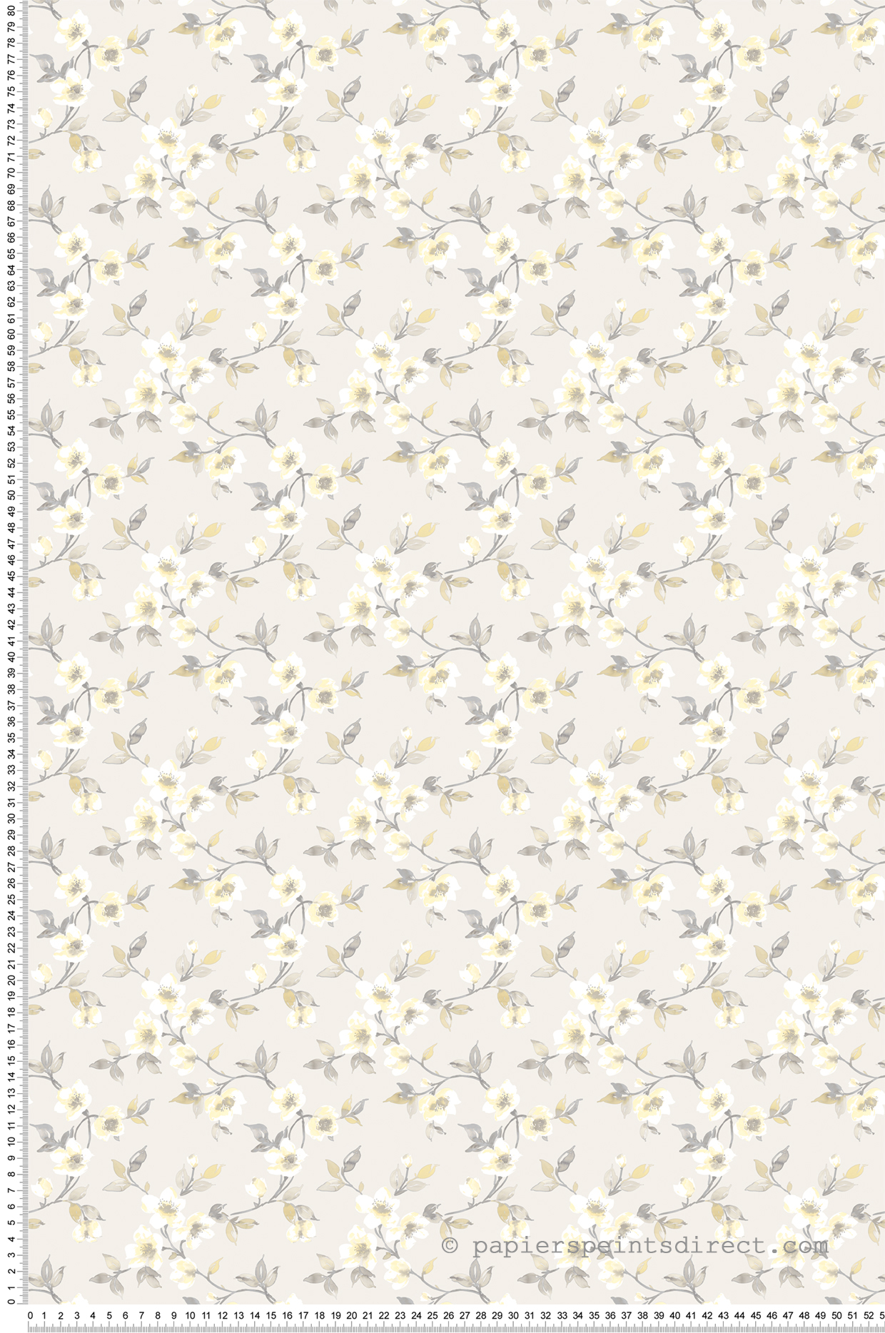 Papier peint Fleurs Eglantier jaune gris - Jardin Secret de Lutèce | Réf. LTC-G78486