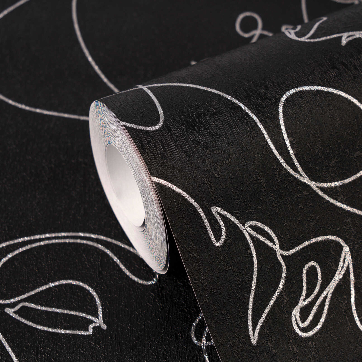 Papier peint Visages One Line Art noir argenté - Pintwalls 3 d'A.S. Création ZOOM | Réf. AS-791723