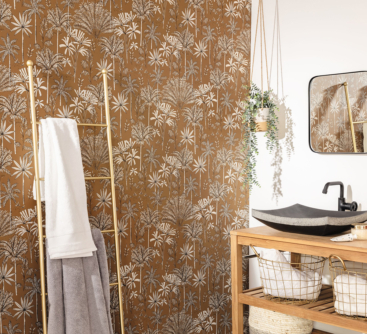 Papier peint Jungle Jardin Majorelle marron - Nos Gravures de Casélio | Réf. NGR103032041