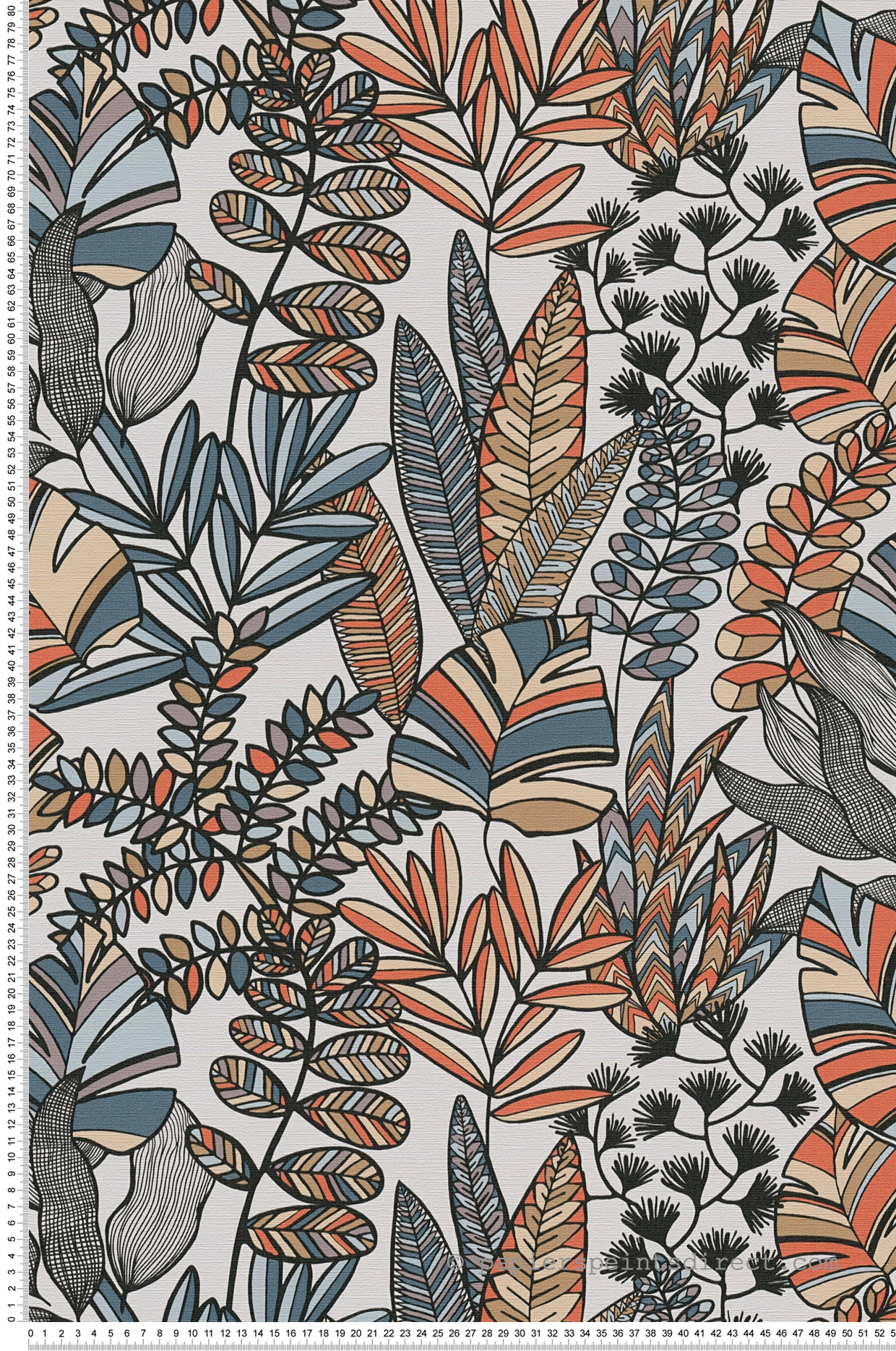 Papier peint Feuillage Arty bleu orange - Antigua d'A.S. Création | Réf. SP15948