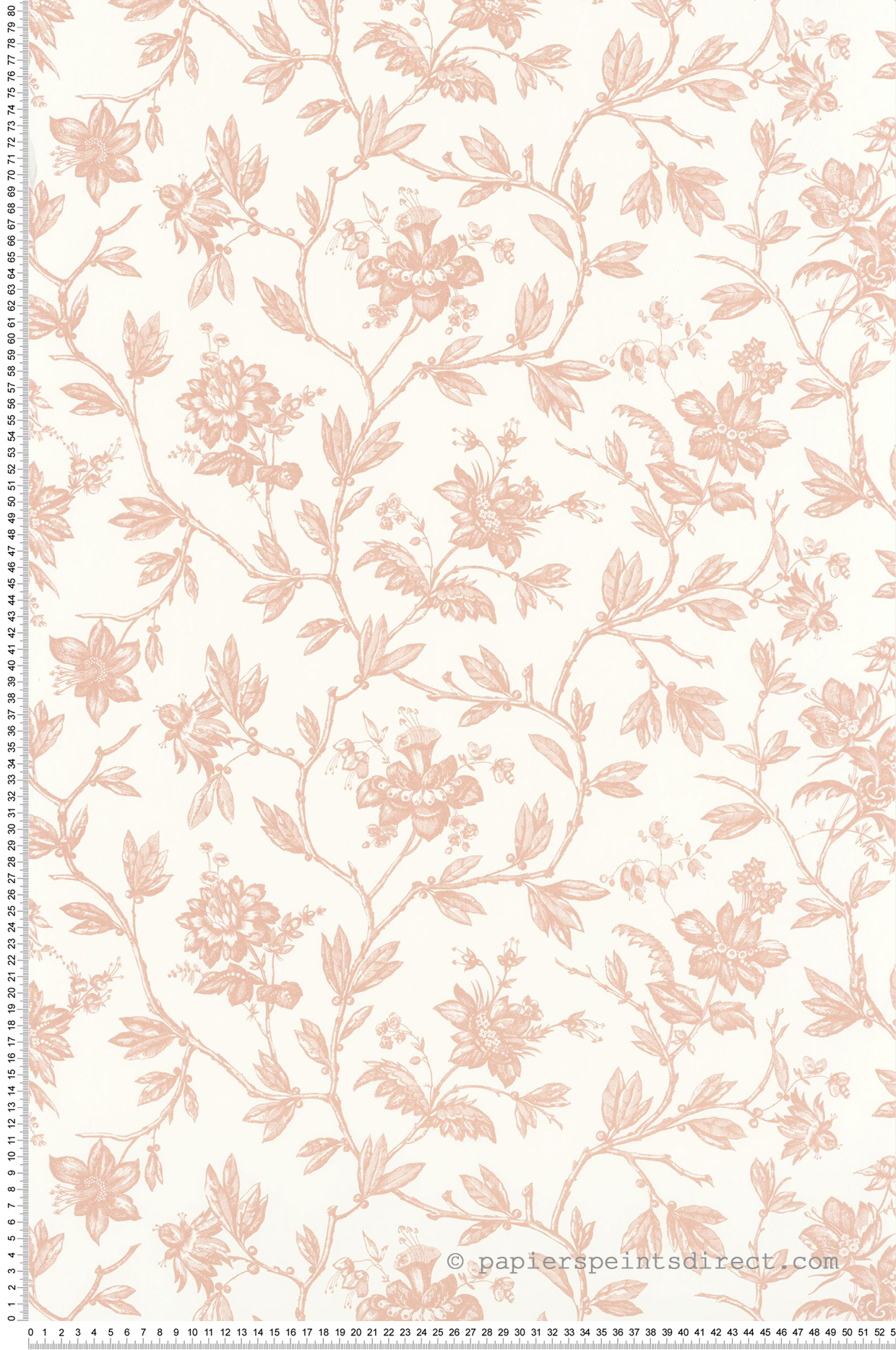 Papier peint Fleurs Romantiques rose blush - Les Belles Toiles De Jouy de Casadéco AMBV | Réf. LBTJ87964122