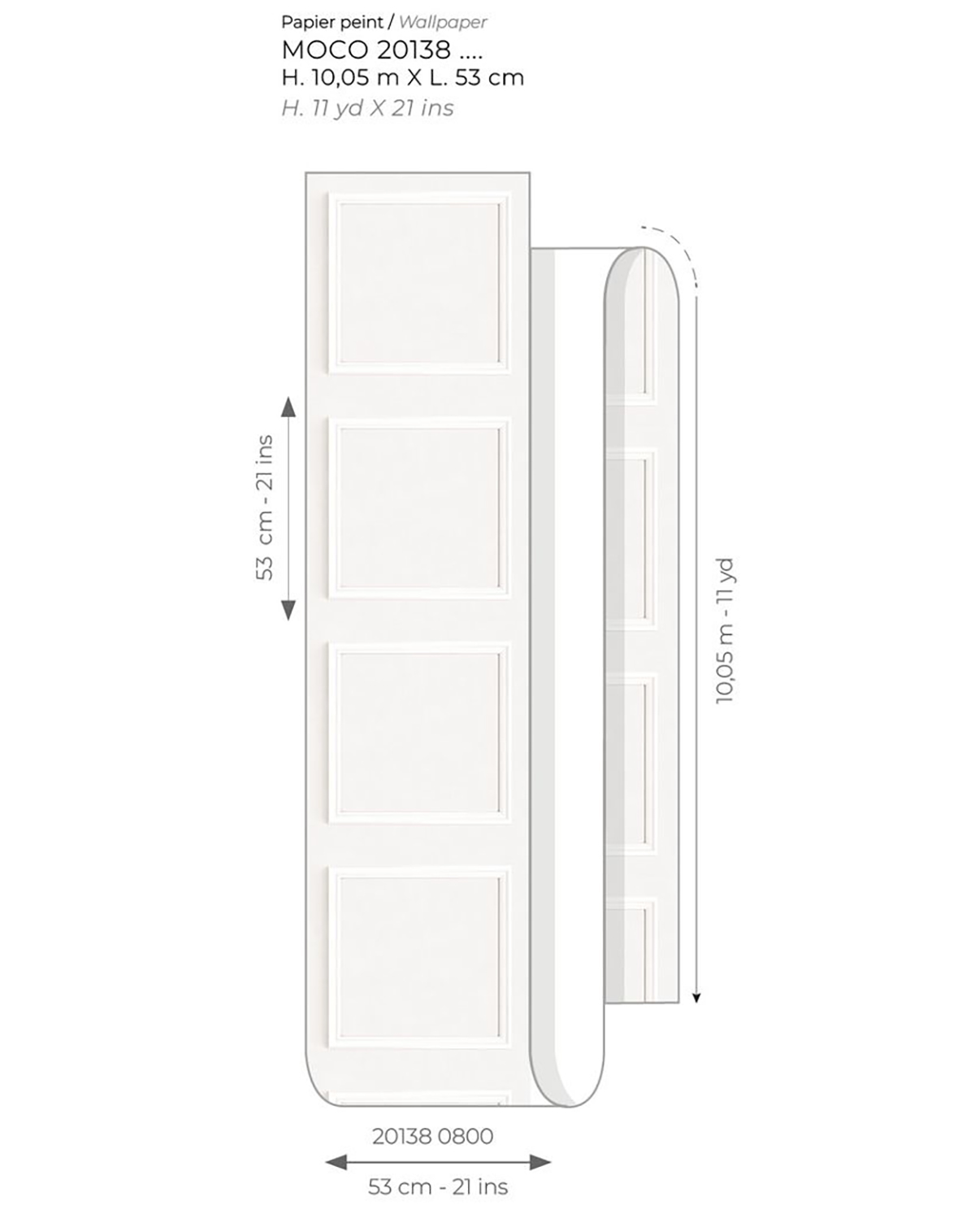 Papier peint Moulure Haussmannienne blanc - Moulures & Co de Casadéco AMB3 | Réf. MOCO201380800