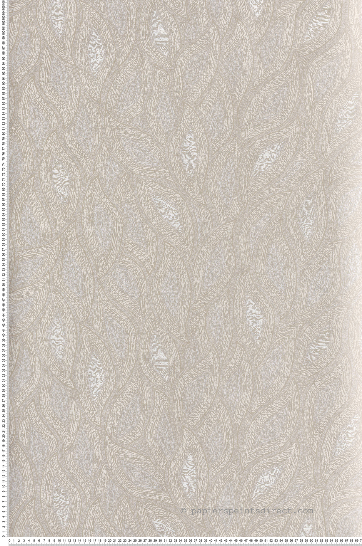 Papier peint Feuille Ethnique Maeva beige métallisé - Terra de Masureel | Réf. MAS-TER401