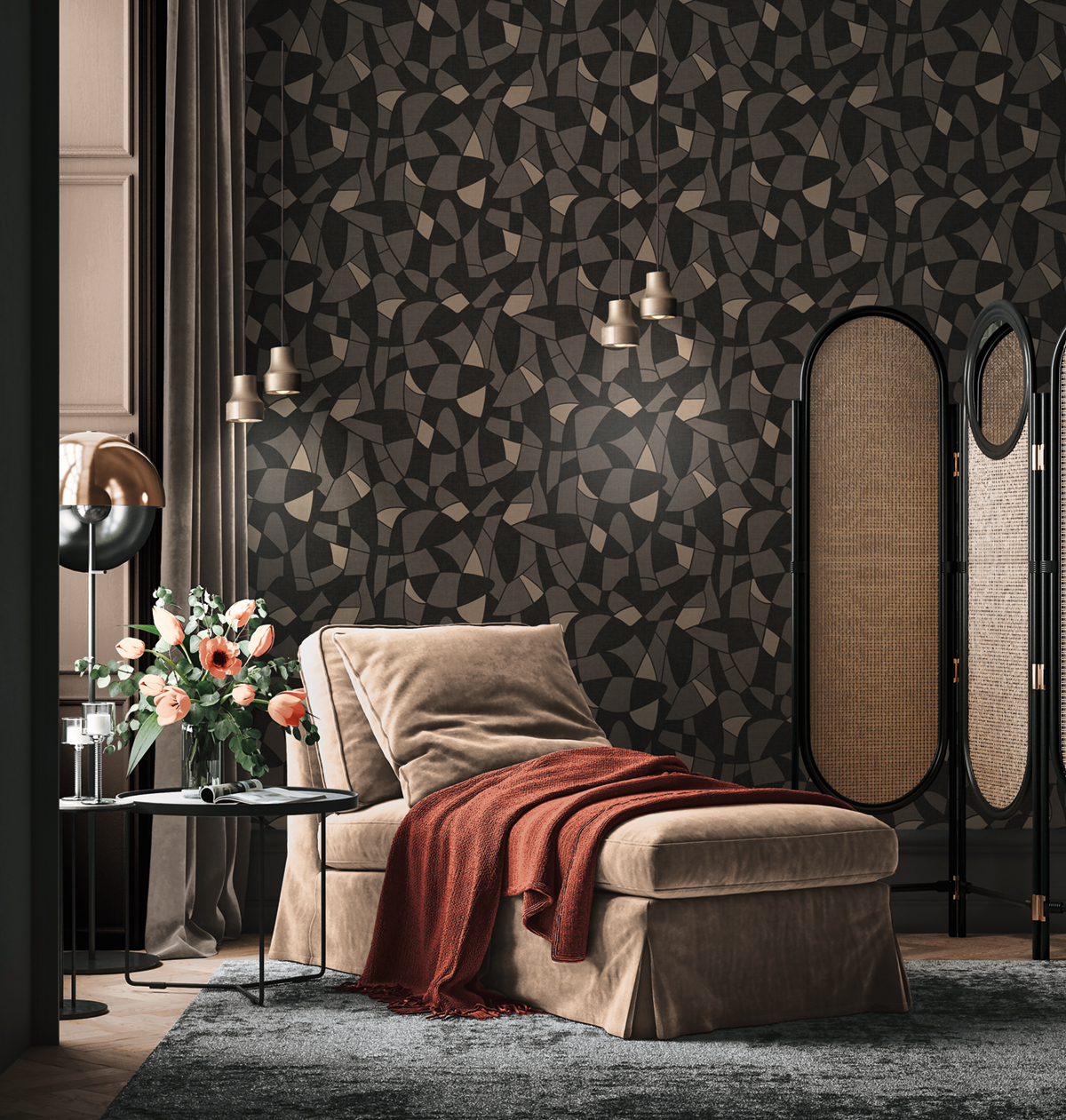 Papier peint Graphique Art Glas noir gris - Antigua d'A.S. Création AMB2 | Réf. SP15941