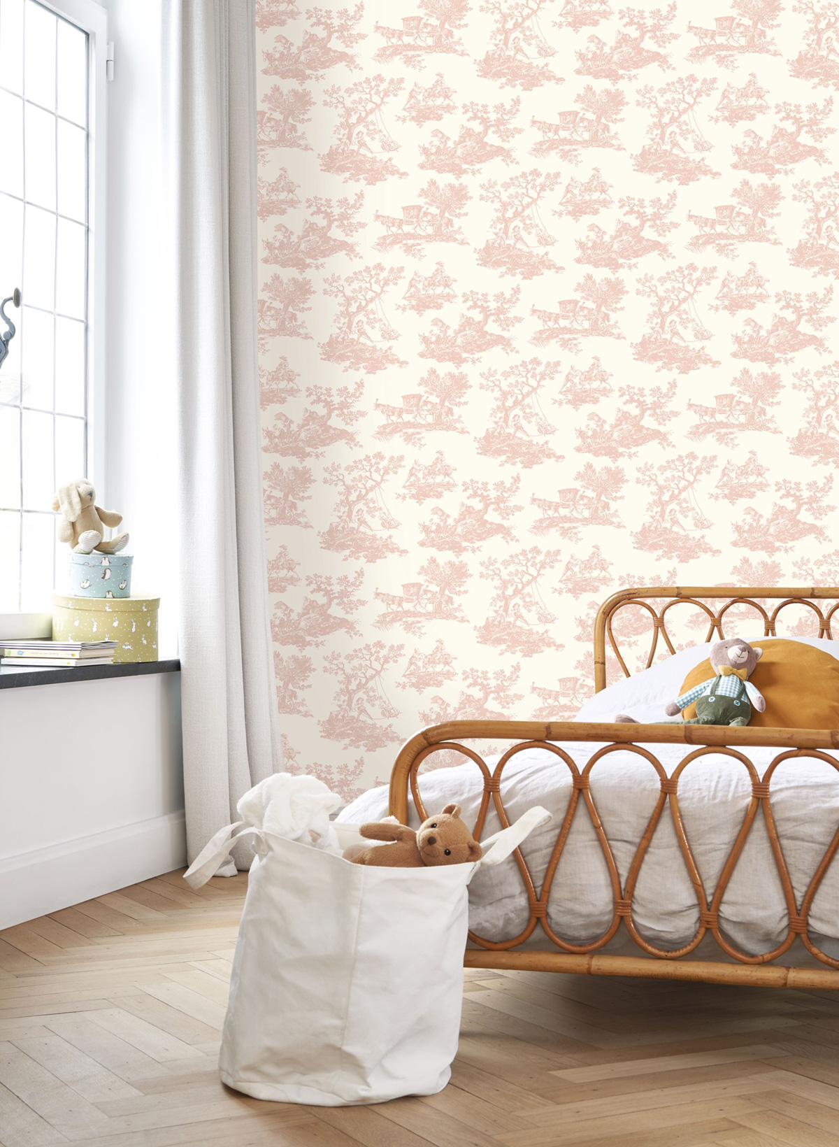 Papier peint Classique Cadence rose pâle - Les Belles Toiles De Jouy 2 de Casadéco | Réf. BTJD201694114