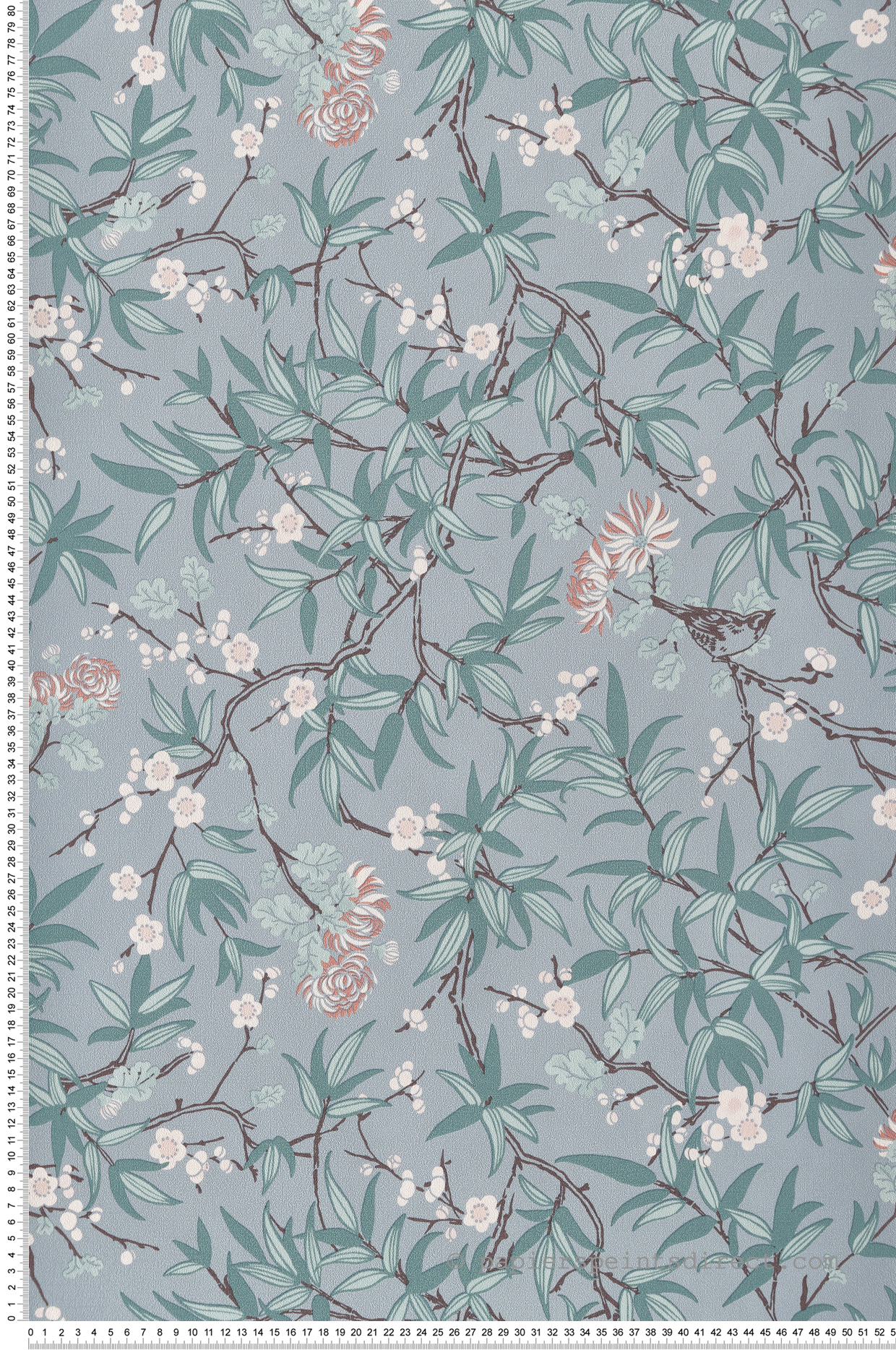 Papier peint Fleur Cerisier Japonais bleu vert - Les Essentiels de Lutèce | Réf. LTC-11211401