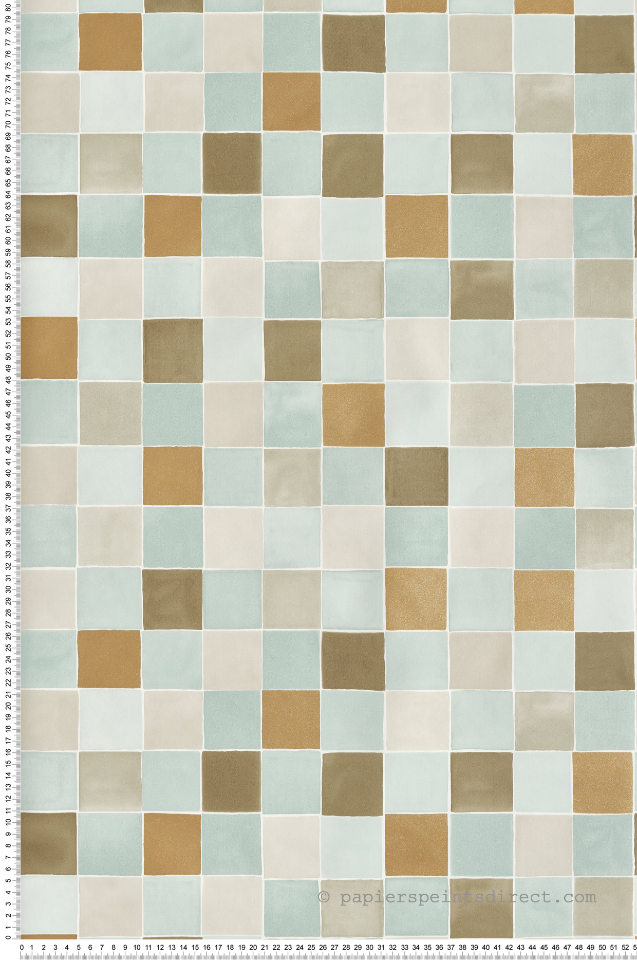 Papier peint Petit Carreau Play vert mordoré - Happy Therapy de Casélio | Réf. HTH104087735