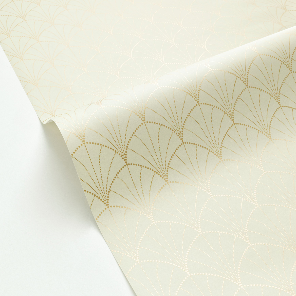 Papier peint Art Déco Edgar vert amande doré - Golden Age de Casélio AMBV | Réf. GAG103827286